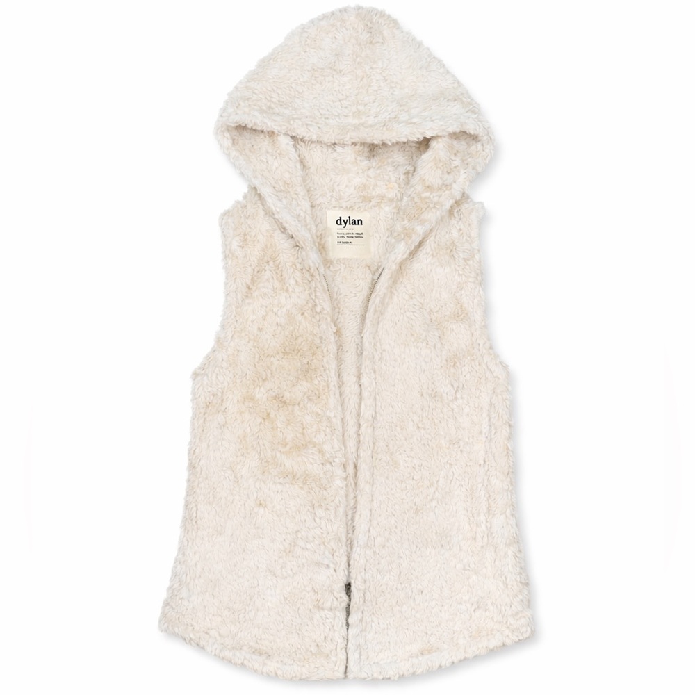 Dylan Cream Fuzzy Hooded Vest